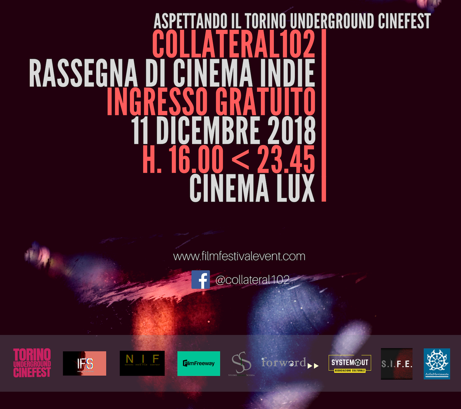 Collateral102, la seconda edizione martedì 11 dicembre al Cinema Lux di Torino