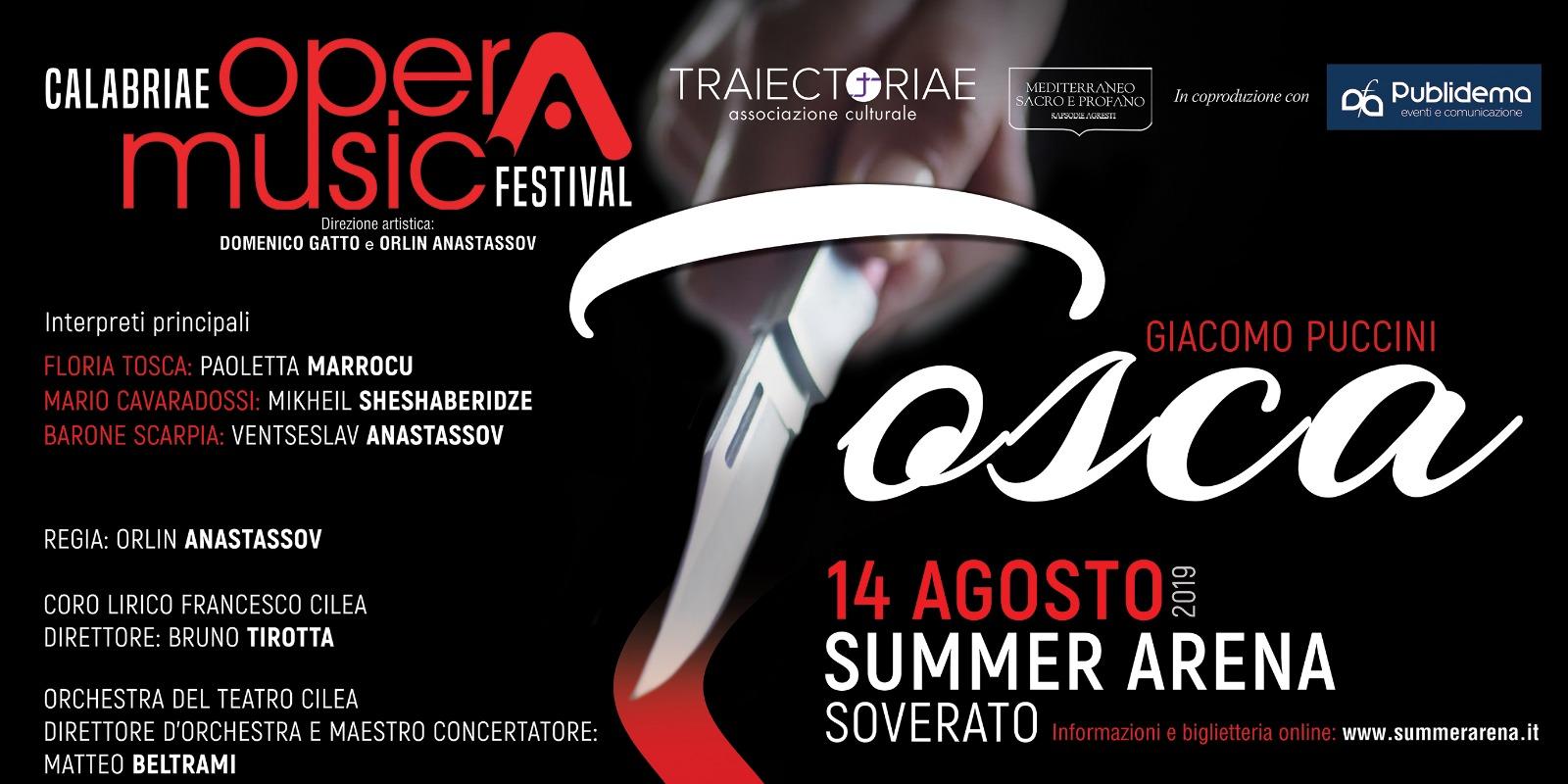 “Tosca” al Summer Arena di Soverato il 14 agosto