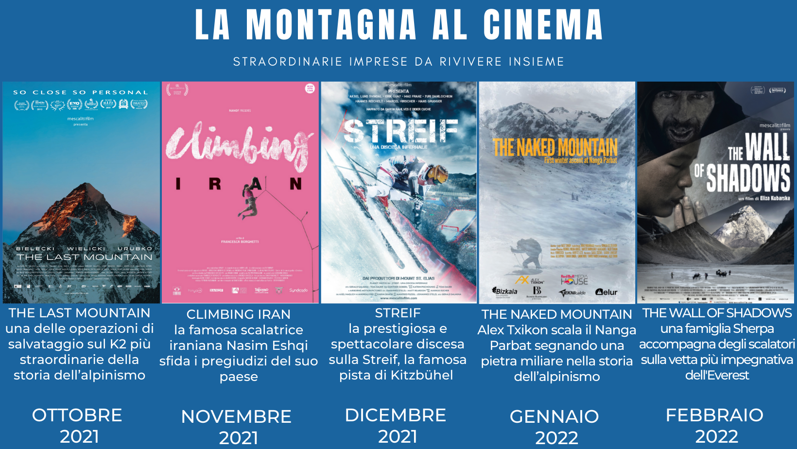 Al via il progetto “La montagna al cinema” in ben 13 regioni d’Italia