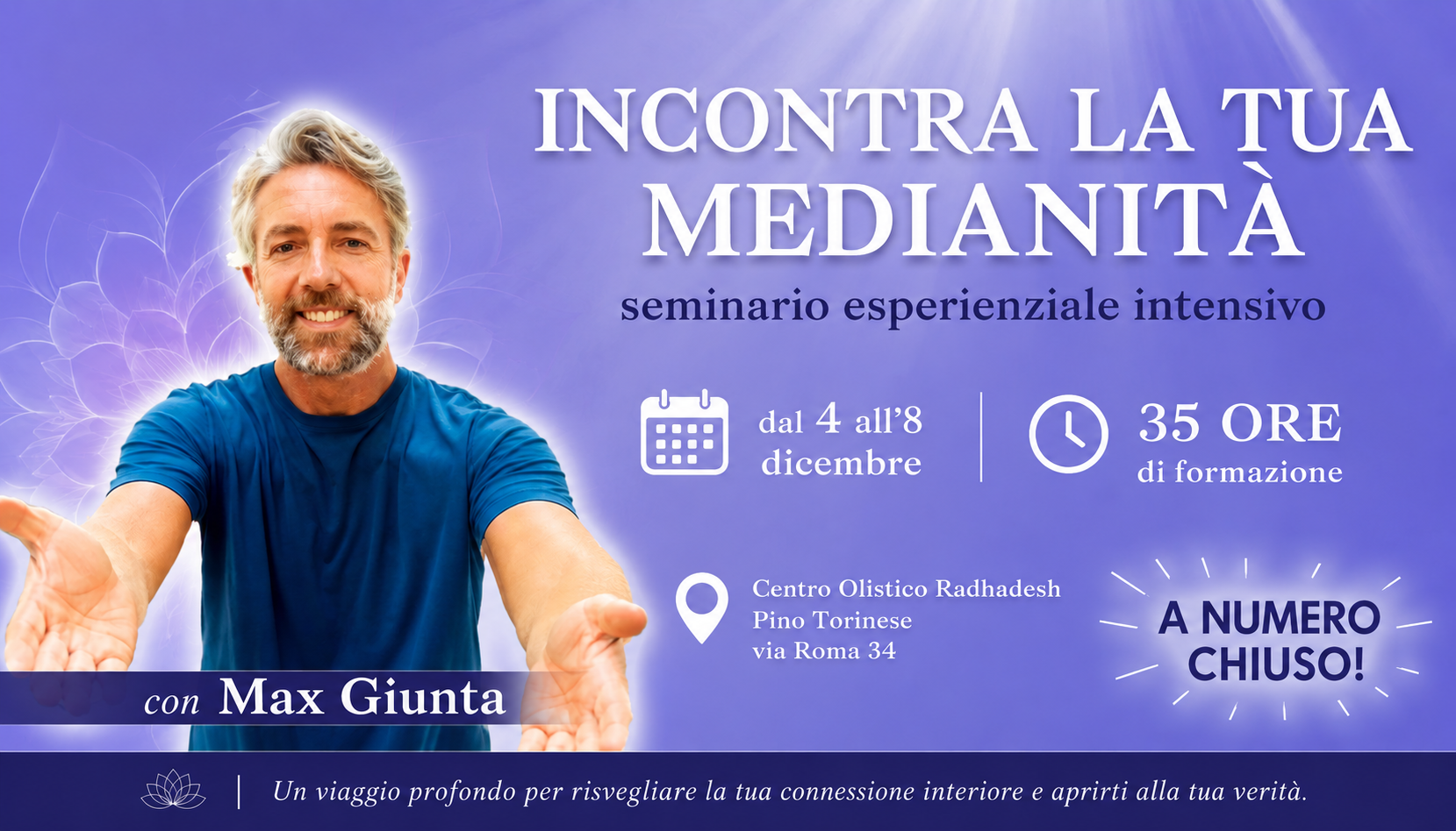 Max Giunta: super seminario intensivo per lo sviluppo della propria medianità a Pino Torinese